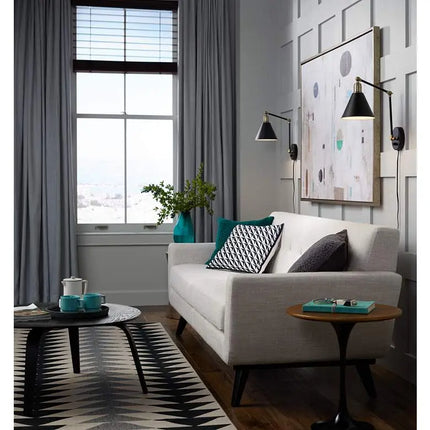 360 Lighting Wray Black and Antique Brass Plug-In Wall Lamps Set of 2 360 Lighting