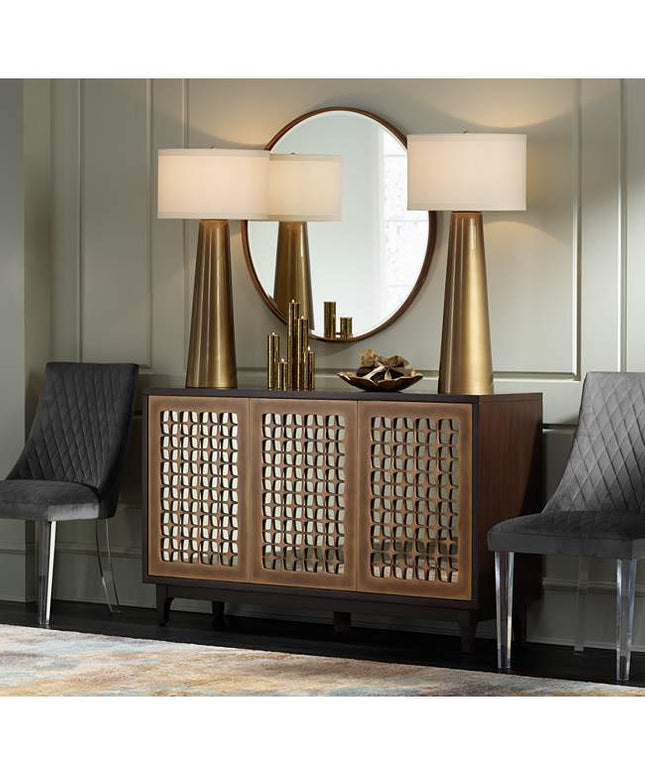 Possini Euro Design Karen 36" High Dark Gold Tall Glass Table Lamp Possini Euro Design