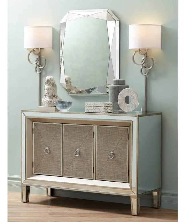 Possini Euro Circles Brushed Nickel Plug-In Wall Sconces Set of 2 Possini Euro Design