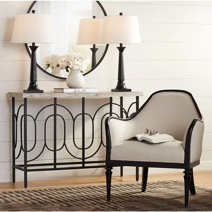 360 Lighting Dolbey 28" Black Bronze Column Table Lamps Set of 2 360 Lightning