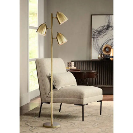 360 Lighting Aaron 64" Aged Brass Adjustable 3-Light Modern Floor Lamp 360 Lightning