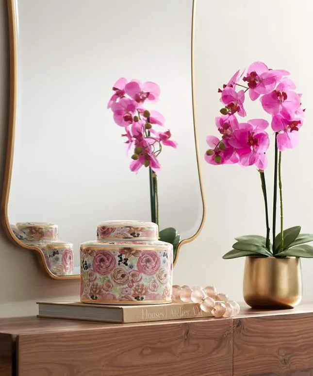 Brenna Multi-Color Floral 8" Wide Round Jar with Lid Dahlia Studios