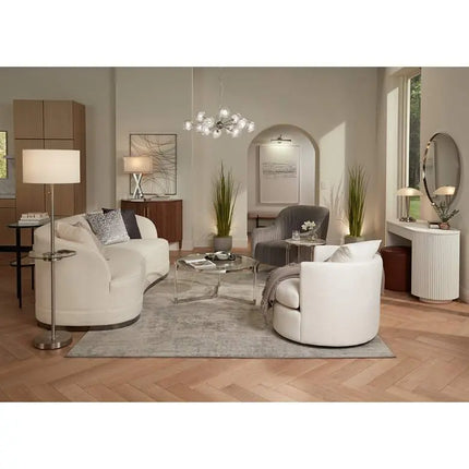 Caper 60 1/2" Nickel Tray Table USB and Outlet Floor Lamp 360 Lightning