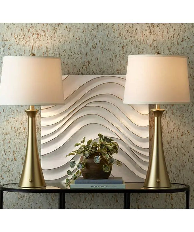 360 Lighting Karl 27 1/2" Modern Gold USB Table Lamps Set of 2 360 Lightning