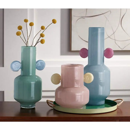 Delvin 8 1/2" High Pink and Yellow Glass Decorative Vase Studio 55D