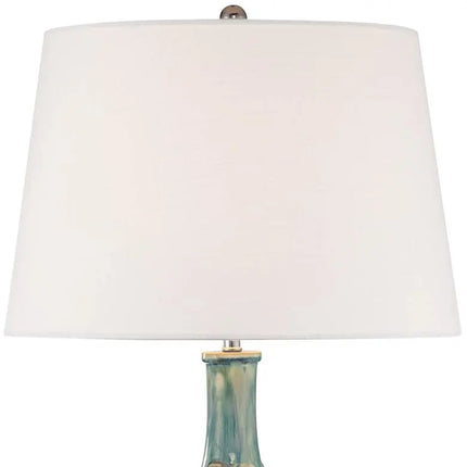 360 Lighting 26" Mid-Century Teal Ceramic Gourd Table Lamps Set of 2 360 Lightning