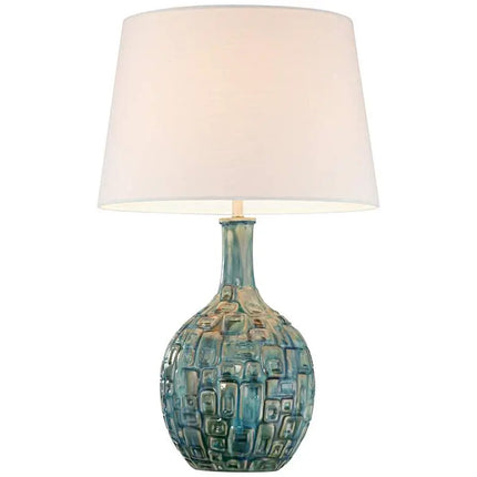 360 Lighting 26" Mid-Century Teal Ceramic Gourd Table Lamps Set of 2 360 Lightning