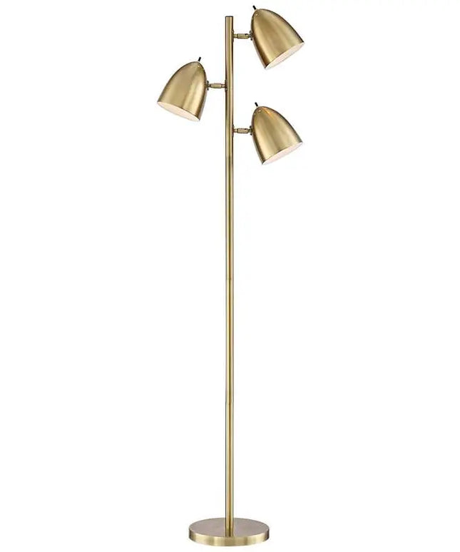 360 Lighting Aaron 64" Aged Brass Adjustable 3-Light Modern Floor Lamp 360 Lightning