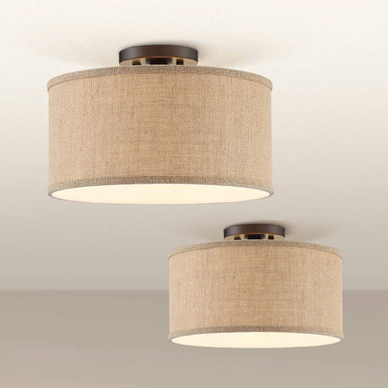 360 Lighting Adams Burlap Drum Shade Ceiling Lights Set of 2 360 Lightning