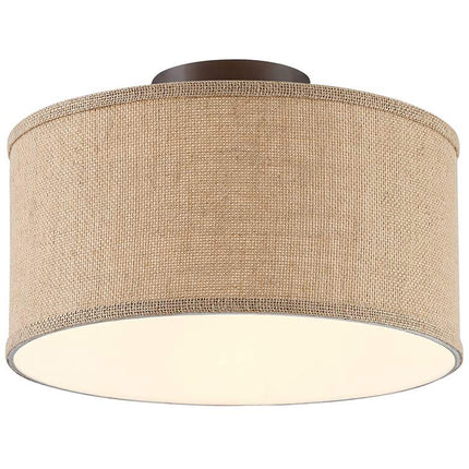 360 Lighting Adams Burlap Drum Shade Ceiling Lights Set of 2 360 Lightning