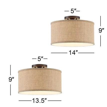 360 Lighting Adams Burlap Drum Shade Ceiling Lights Set of 2 360 Lightning