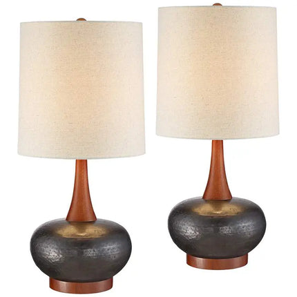 360 Lighting Andi 24 1/2" Brown Gourd Modern Ceramic Lamps Set of 2 360 Lightning