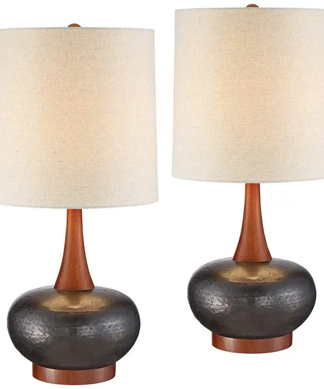 360 Lighting Andi 24 1/2" Brown Gourd Modern Ceramic Lamps Set of 2 360 Lightning