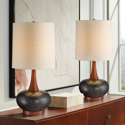 360 Lighting Andi 24 1/2" Brown Gourd Modern Ceramic Lamps Set of 2 360 Lightning
