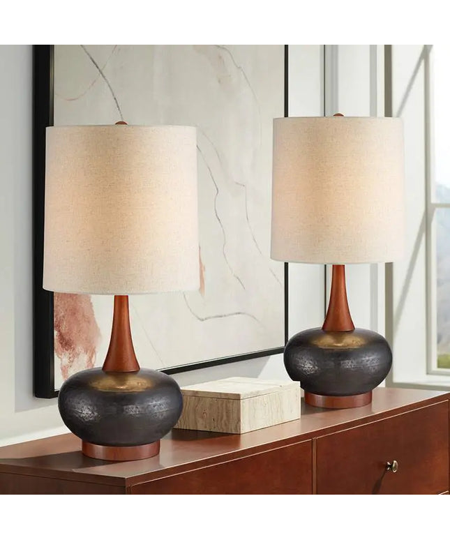 360 Lighting Andi 24 1/2" Brown Gourd Modern Ceramic Lamps Set of 2 360 Lightning