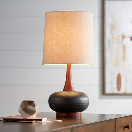 360 Lighting Andi 24 1/2" Wood and Ceramic Mid-Century Modern Lamp