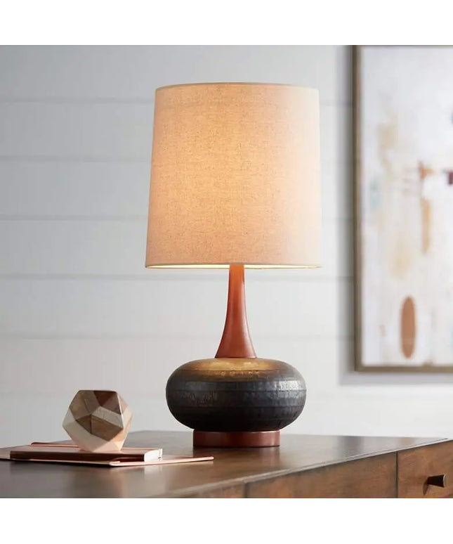 360 Lighting Andi 24 1/2" Wood and Ceramic Mid-Century Modern Lamp 360 Lightning