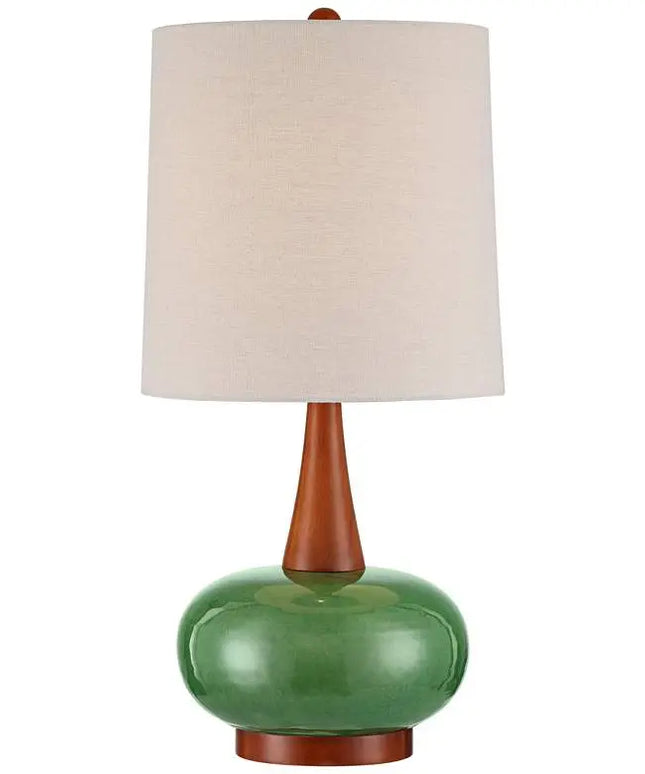 360 Lighting Andi 25" Modern Wood and Green Ceramic Table Lamp 360 Lightning