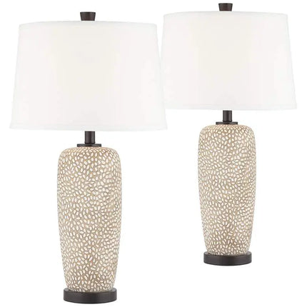 360 Lighting Anna 27 1/4" Pebbled Coastal Modern Table Lamps Set of 2 360 Lightning