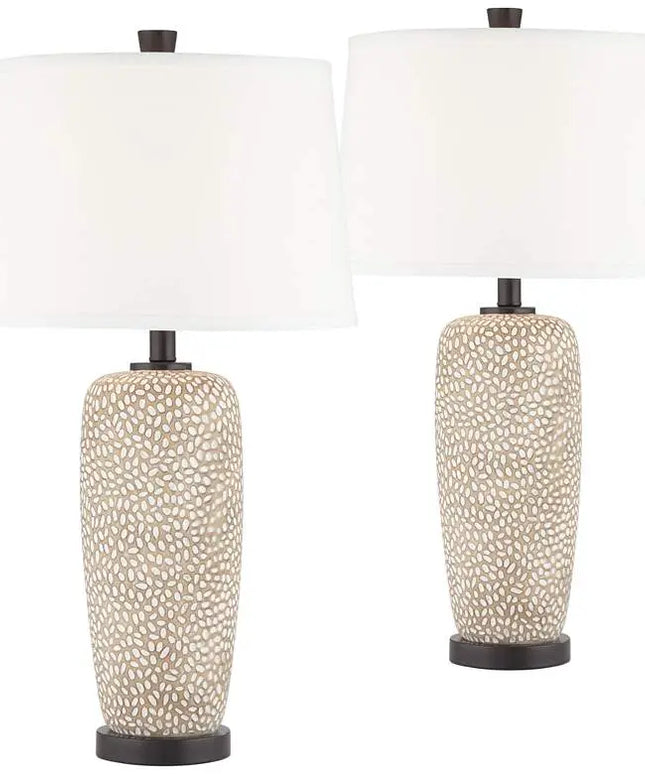 360 Lighting Anna 27 1/4" Pebbled Coastal Modern Table Lamps Set of 2 360 Lightning