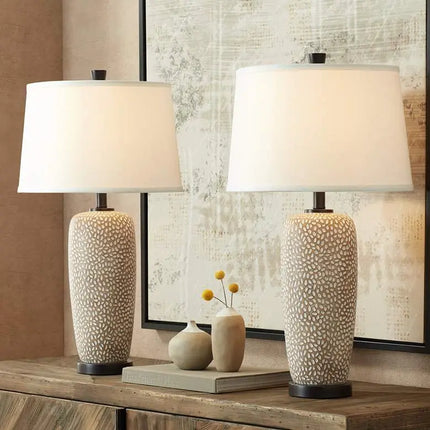 360 Lighting Anna 27 1/4" Pebbled Coastal Modern Table Lamps Set of 2 360 Lightning