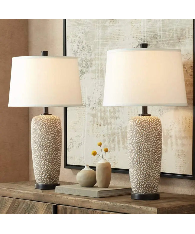 360 Lighting Anna 27 1/4" Pebbled Coastal Modern Table Lamps Set of 2 360 Lightning