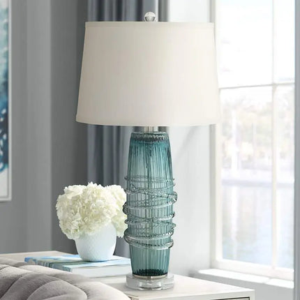 360 Lighting Artic Blue Sea Handcrafted Modern Glass Table Lamp 360 Lightning