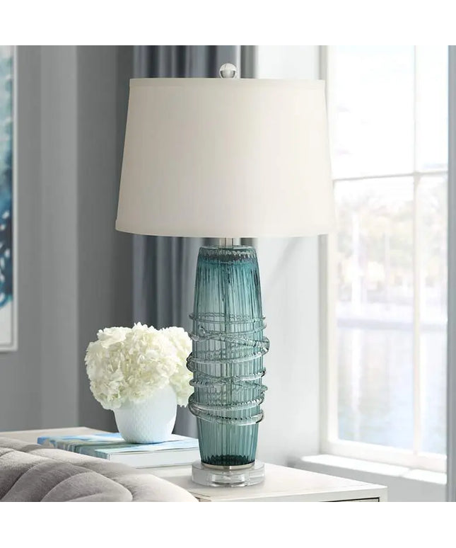 360 Lighting Artic Blue Sea Handcrafted Modern Glass Table Lamp 360 Lightning