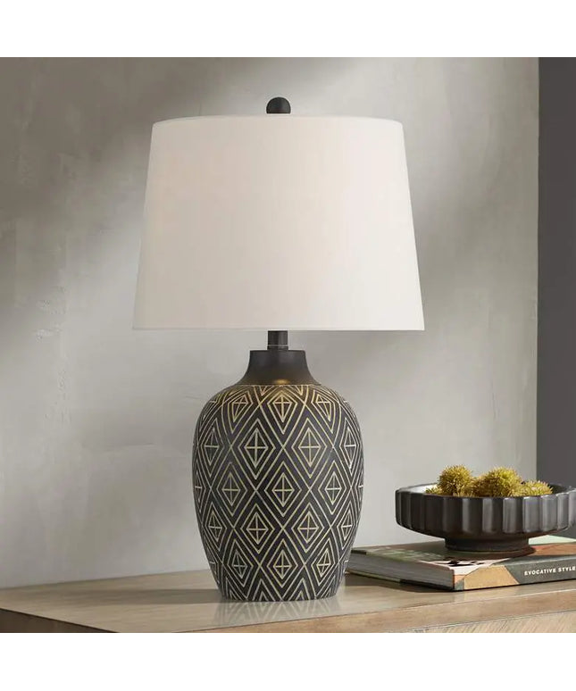 360 Lighting Benito 23 1/2" High Diamond Pattern Jar Table Lamp 360 Lightning