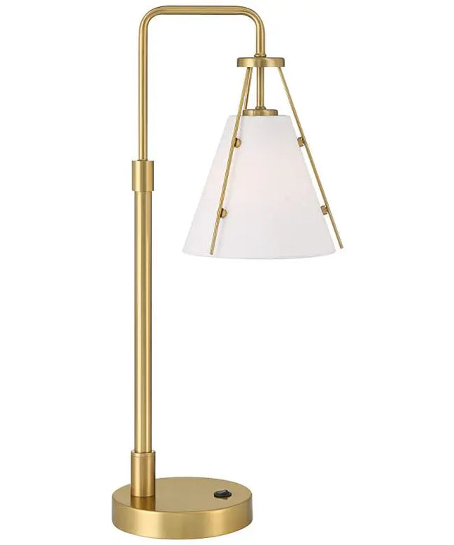 360 Lighting Brynn 25 1/2" High Cone Shade and Brass Dual USB Lamp 360 Lightning