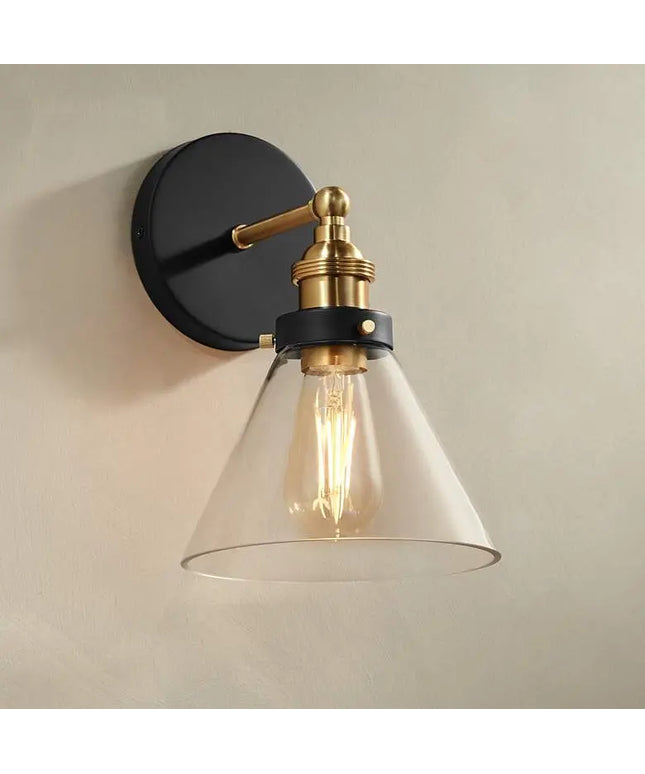 360 Lighting Burke 10 3/4" Black and Brass Glass LED Wall Sconce 360 Lightning