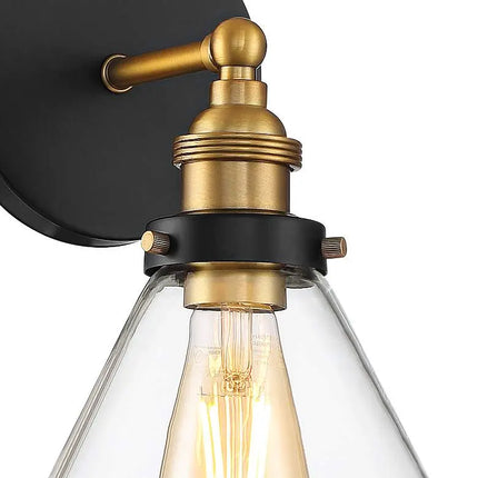 360 Lighting Burke 10 3/4" Black and Brass Glass LED Wall Sconce 360 Lightning