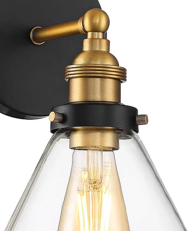 360 Lighting Burke 10 3/4" Black and Brass Glass LED Wall Sconce 360 Lightning