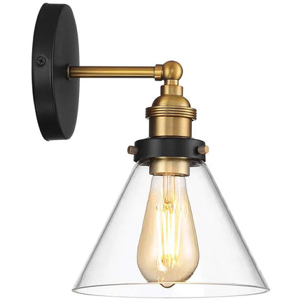 360 Lighting Burke 10 3/4" Black and Brass Glass LED Wall Sconce 360 Lightning