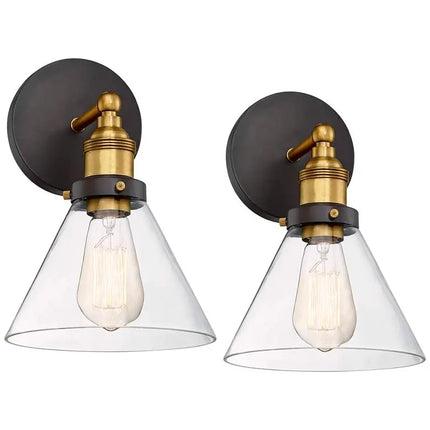 360 Lighting Burke 10 3/4" Bronze Warm Brass LED Wall Sconces Set of 2 360 Lightning