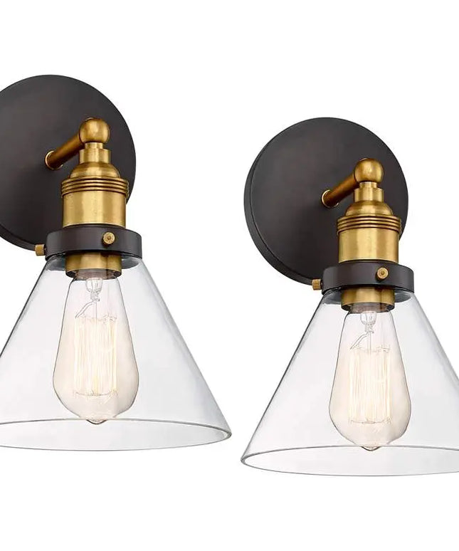 360 Lighting Burke 10 3/4" Bronze Warm Brass LED Wall Sconces Set of 2 360 Lightning