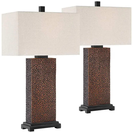 360 Lighting Caldwell 24 3/4" Hammered Bronze Table Lamps Set of 2 360 Lightning
