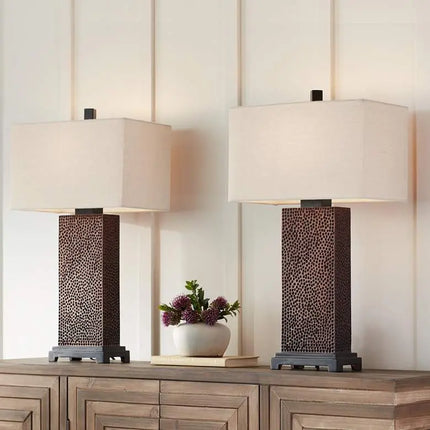 360 Lighting Caldwell 24 3/4" Hammered Bronze Table Lamps Set of 2 360 Lightning