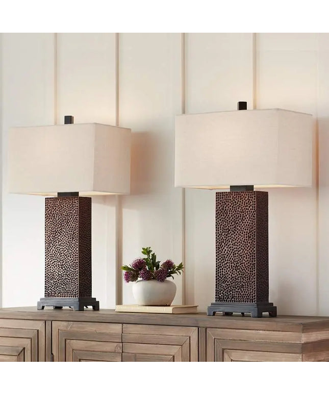 360 Lighting Caldwell 24 3/4" Hammered Bronze Table Lamps Set of 2 360 Lightning