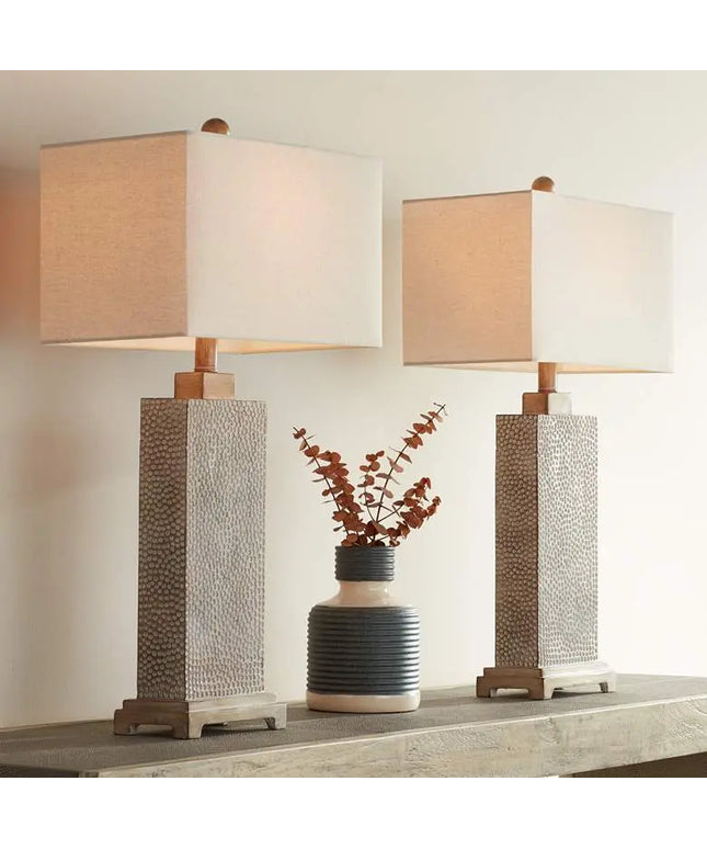 360 Lighting Caldwell 26 3/4" Hammered Base Table Lamps Set of 2 360 Lightning