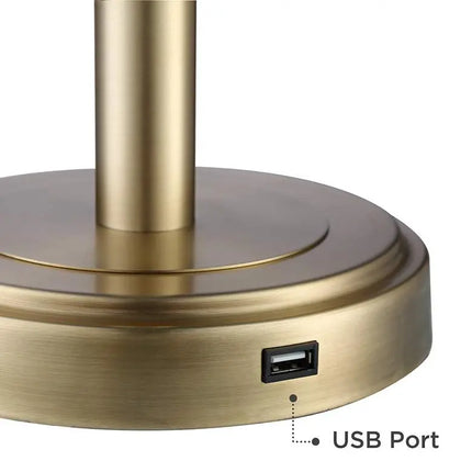 360 Lighting Camile 25" Brass Finish Metal USB Table Lamps Set of 2 360 Lightning