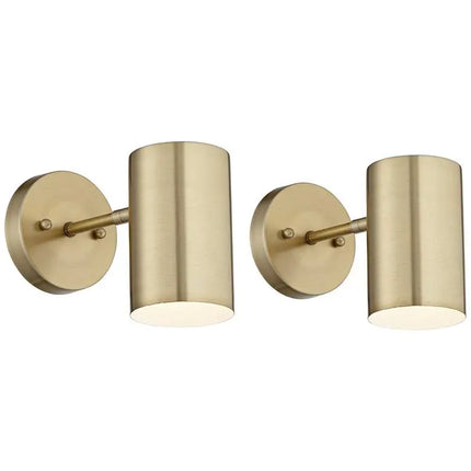 360 Lighting Carla 7" High Polished Brass Hardwire Wall Lamps Set of 2 360 Lighting