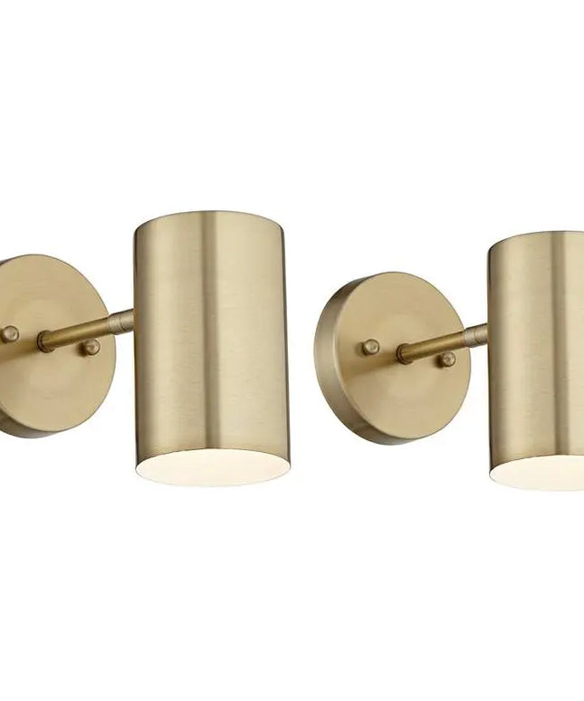 360 Lighting Carla 7" High Polished Brass Hardwire Wall Lamps Set of 2 360 Lighting