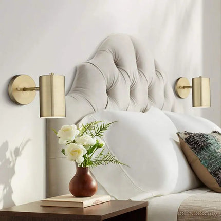 360 Lighting Carla 7" High Polished Brass Hardwire Wall Lamps Set of 2 360 Lighting