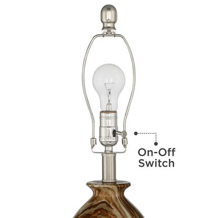 360 Lighting Carlton 28" Brown Faux Marble Table Lamps Set of 2 360 Lightning