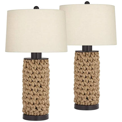 360 Lighting Ciera Natural Bronze and Rope Wrapped Table Lamps Set of 2 360 Lightning