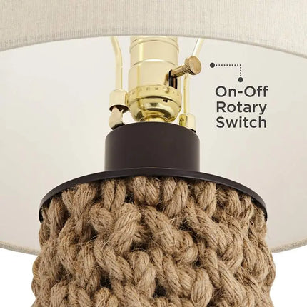 360 Lighting Ciera Natural Bronze and Rope Wrapped Table Lamps Set of 2 360 Lightning