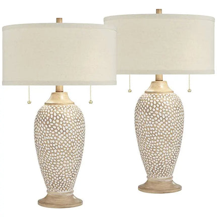 360 Lighting Cody 24 1/2" Textured Pebble Beige Table Lamps Set of 2 360 Lightning