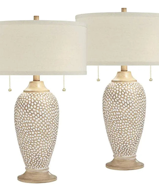 360 Lighting Cody 24 1/2" Textured Pebble Beige Table Lamps Set of 2 360 Lightning