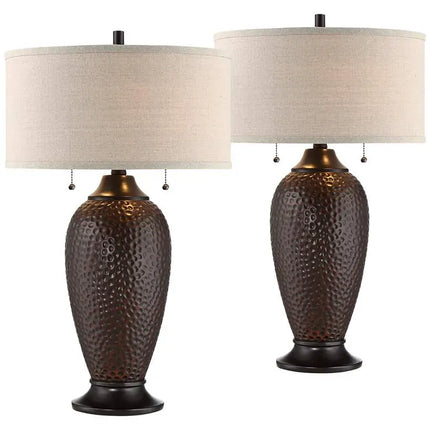 360 Lighting Cody 26" Hammered Oiled Bronze Table Lamps Set of 2 360 Lightning